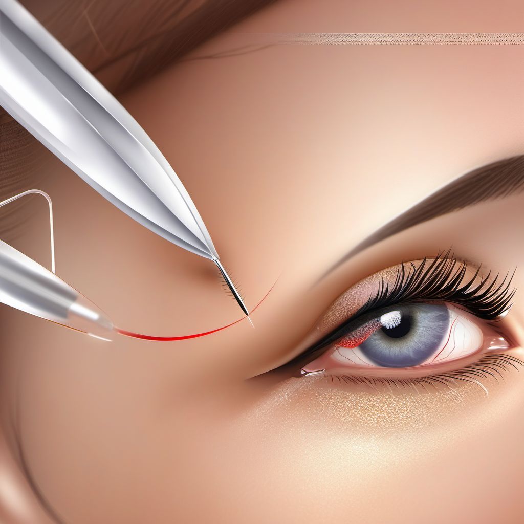 Laceration without foreign body of left eyelid and periocular area digital illustration