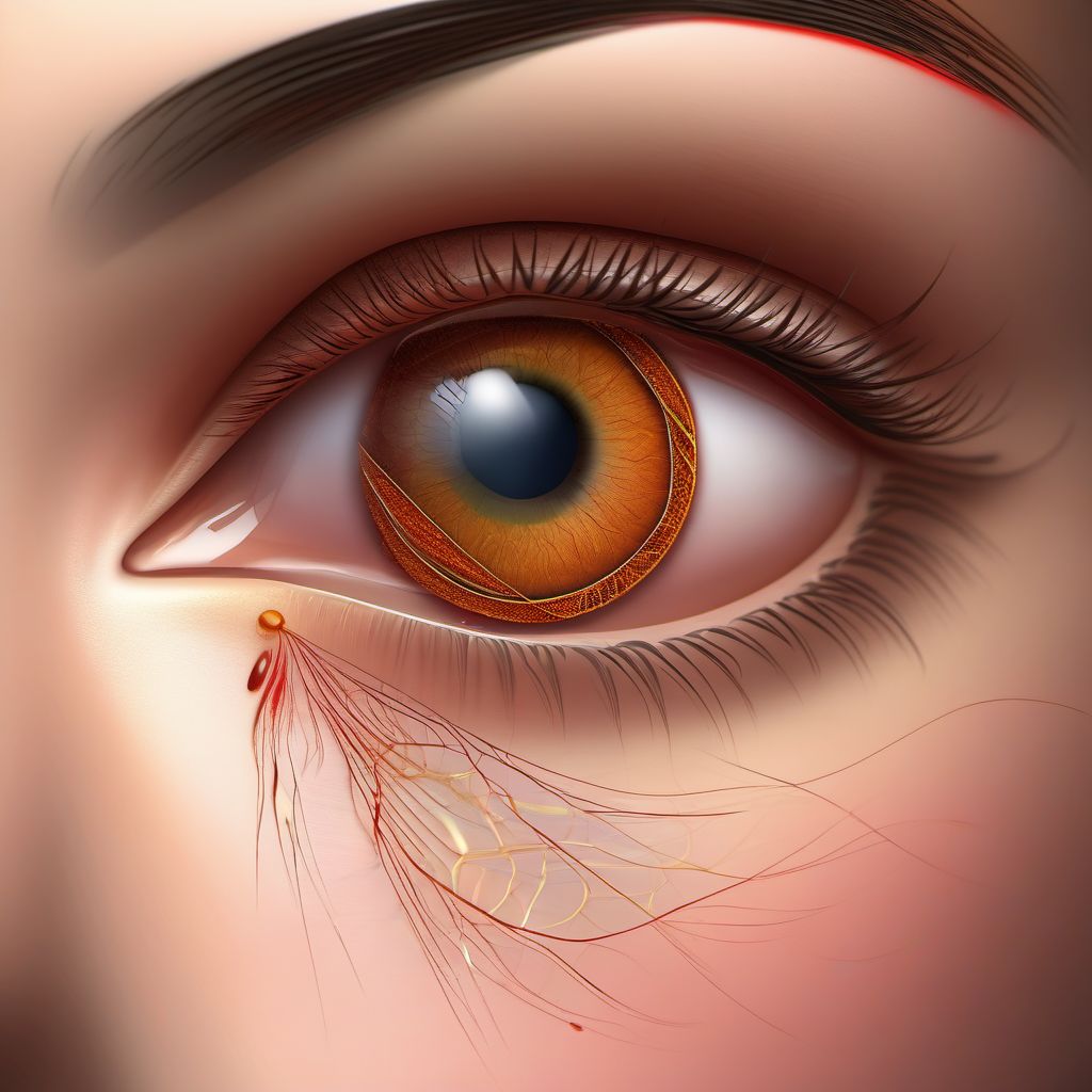 Laceration with foreign body of unspecified eyelid and periocular area digital illustration