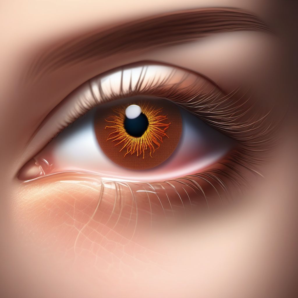 Puncture wound without foreign body of right eyelid and periocular area digital illustration