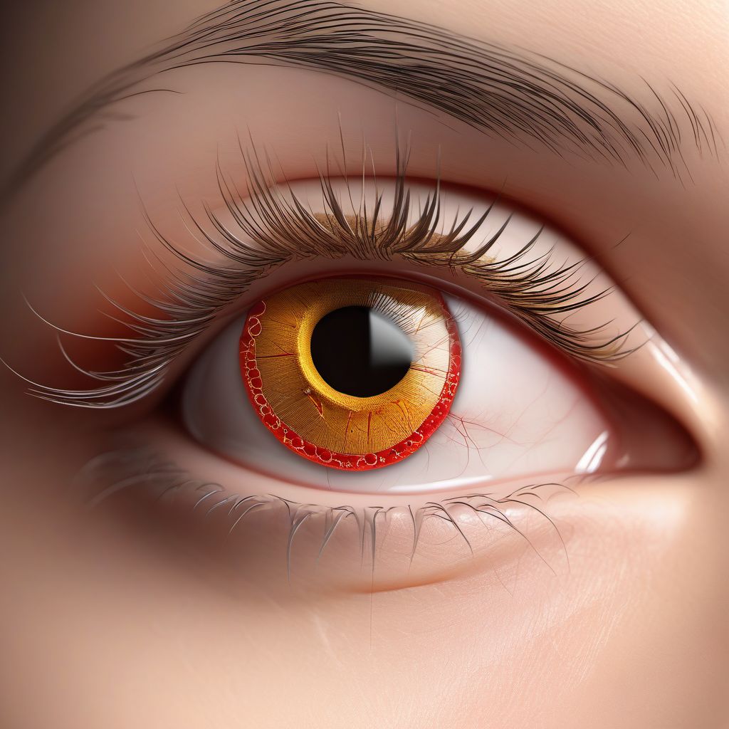 Puncture wound without foreign body of left eyelid and periocular area digital illustration