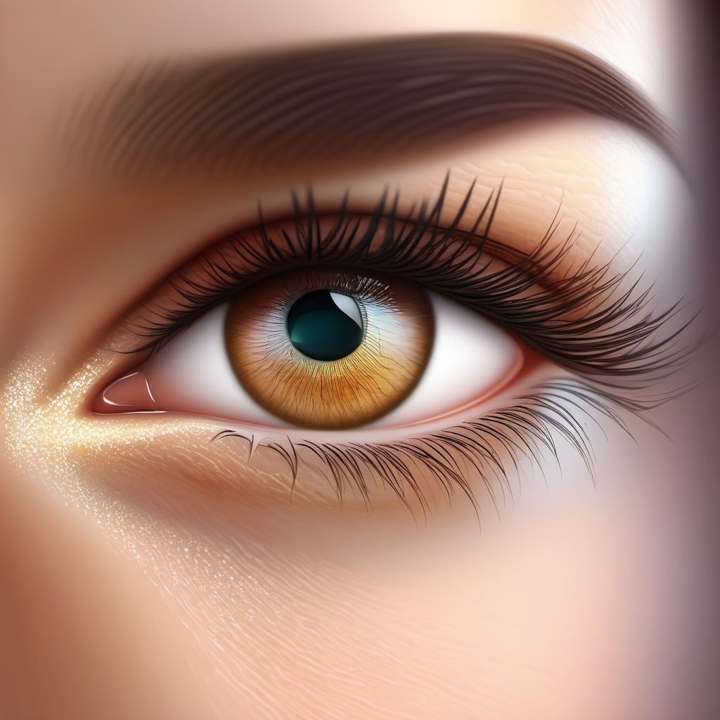 Open bite of right eyelid and periocular area digital illustration