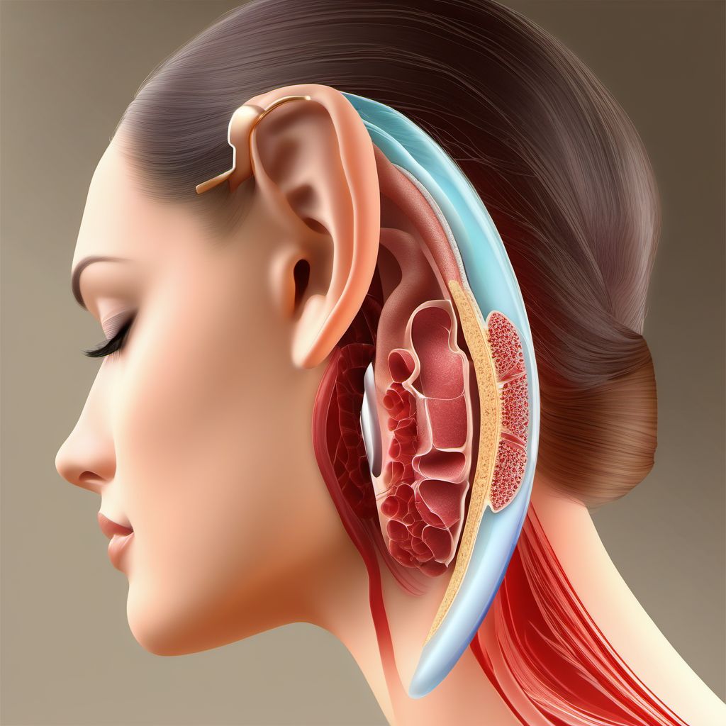 Open wound of ear digital illustration