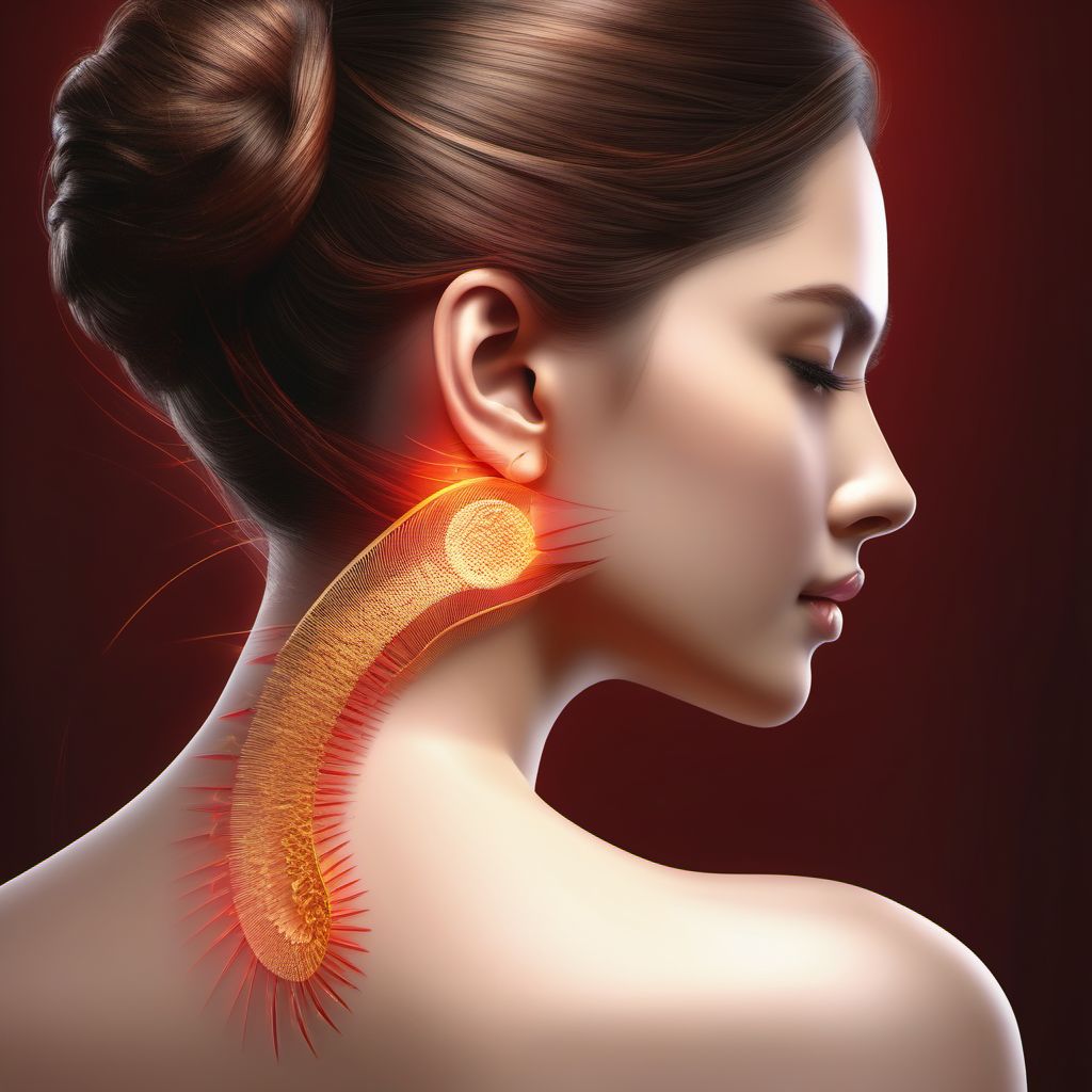 Unspecified open wound of right ear digital illustration