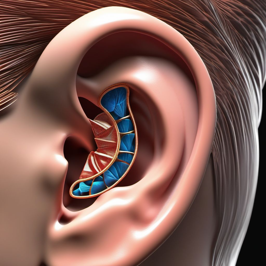 Unspecified open wound of unspecified ear digital illustration