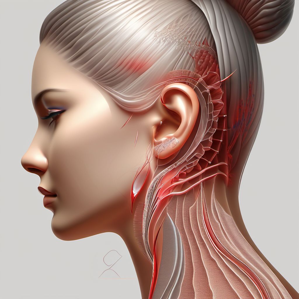 Laceration without foreign body of ear digital illustration