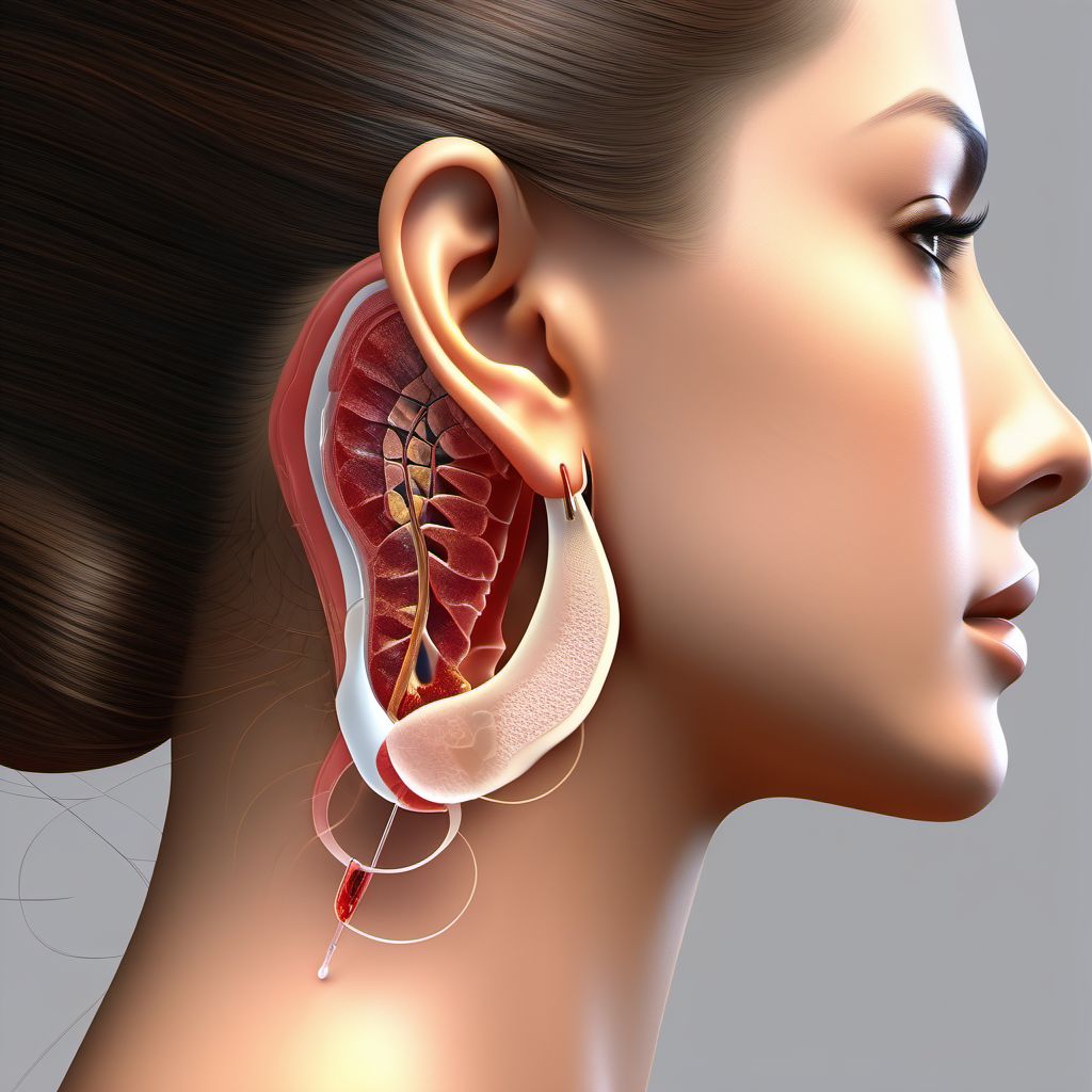 Laceration with foreign body of ear digital illustration