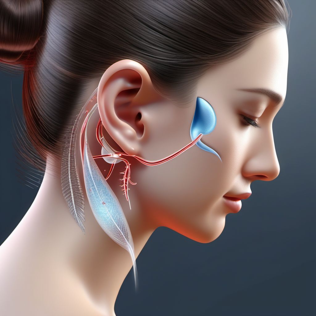 Laceration with foreign body of left ear digital illustration