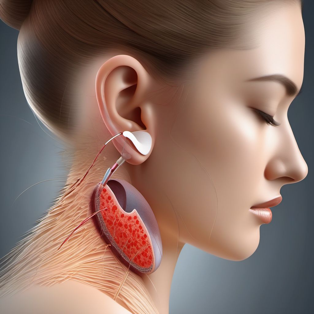 Puncture wound without foreign body of ear digital illustration