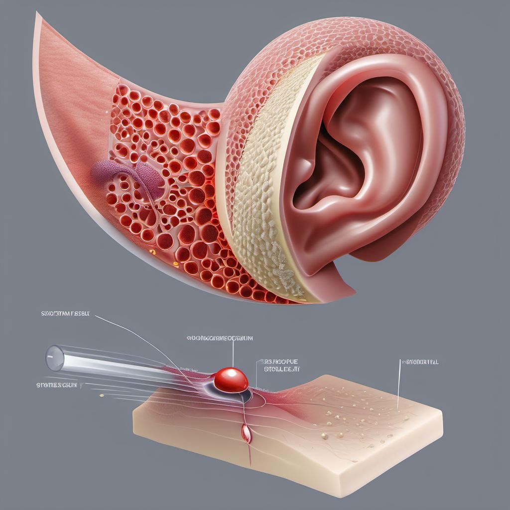 Puncture wound without foreign body of left ear digital illustration