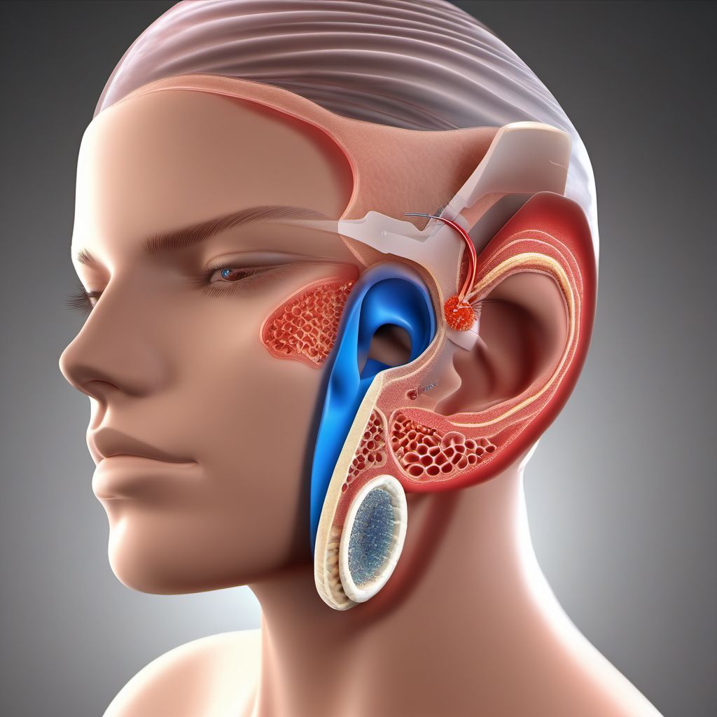 Puncture wound with foreign body of ear digital illustration