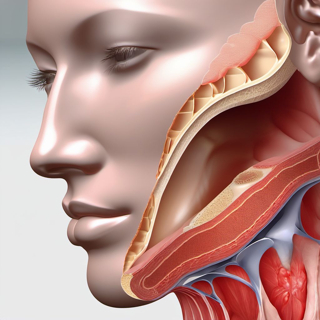 Open wound of cheek and temporomandibular area digital illustration