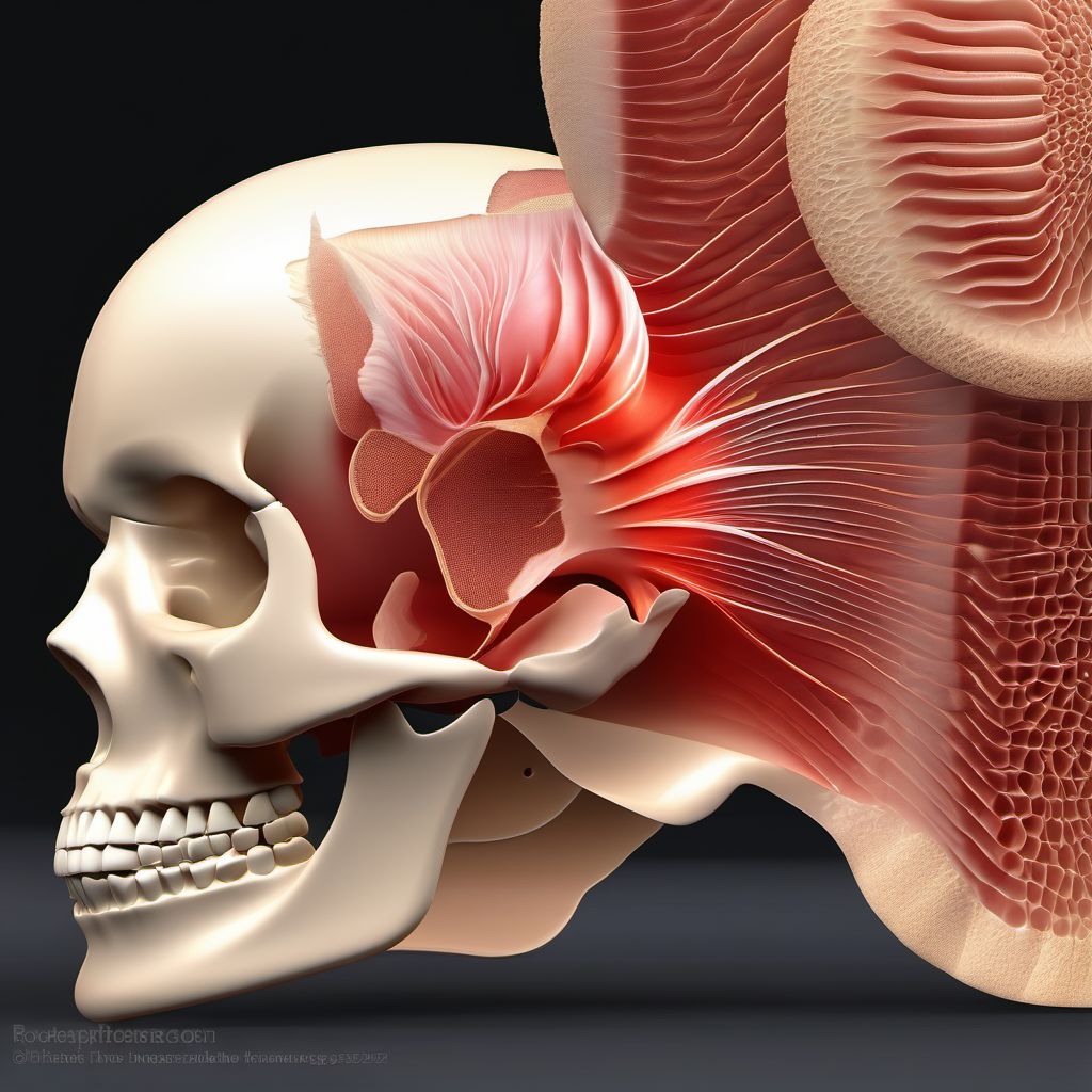 Unspecified open wound of cheek and temporomandibular area digital illustration