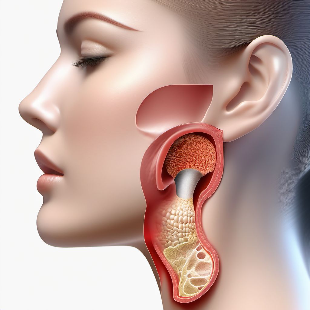 Unspecified open wound of right cheek and temporomandibular area digital illustration