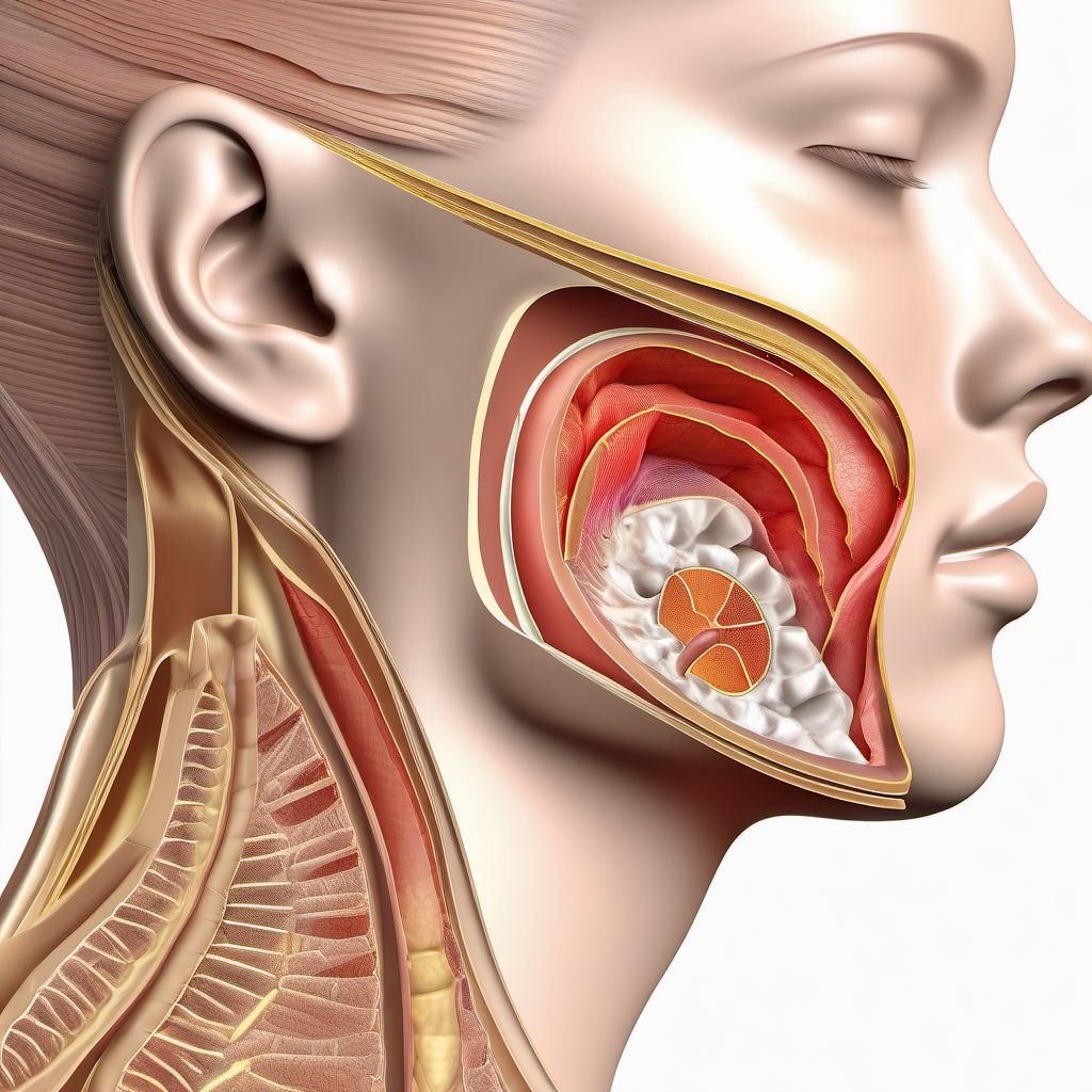 Unspecified open wound of left cheek and temporomandibular area digital illustration