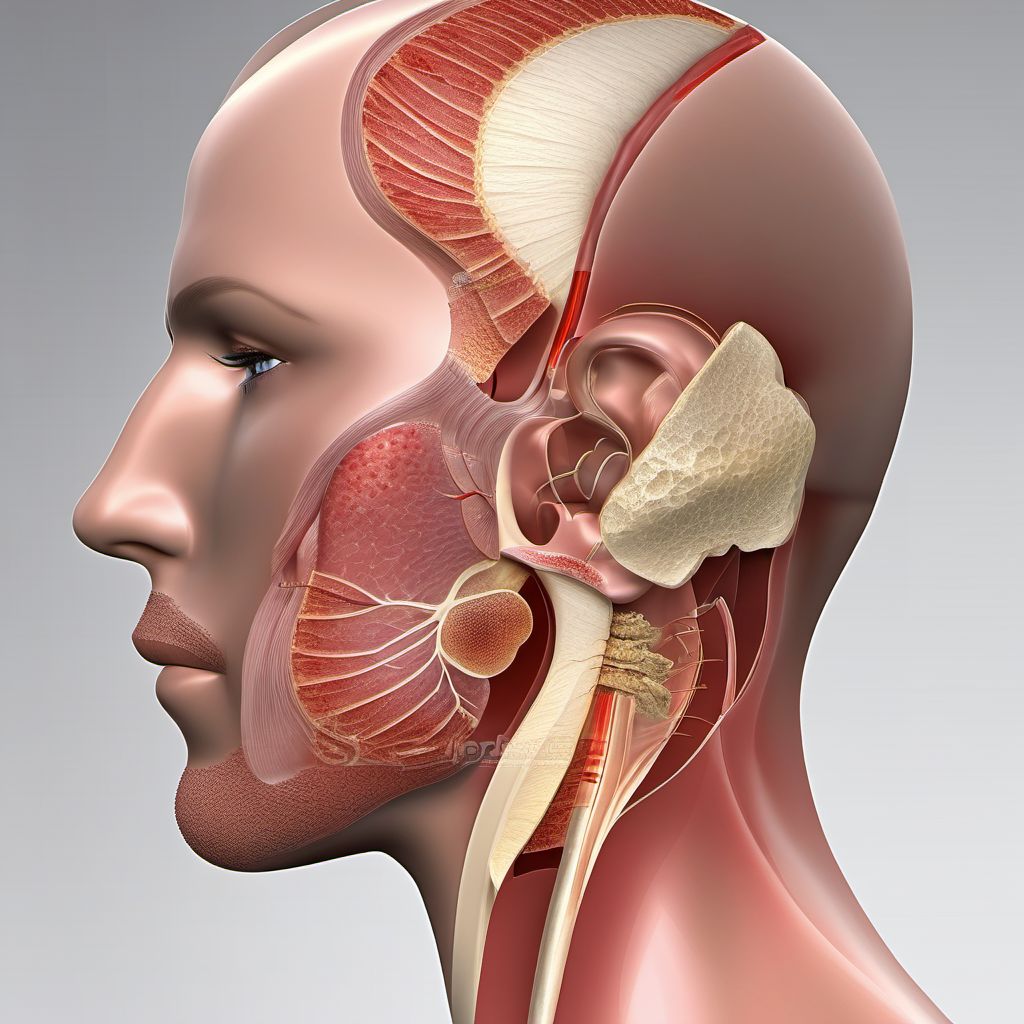 Unspecified open wound of unspecified cheek and temporomandibular area digital illustration