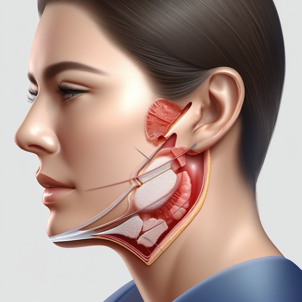 Laceration without foreign body of cheek and temporomandibular area digital illustration