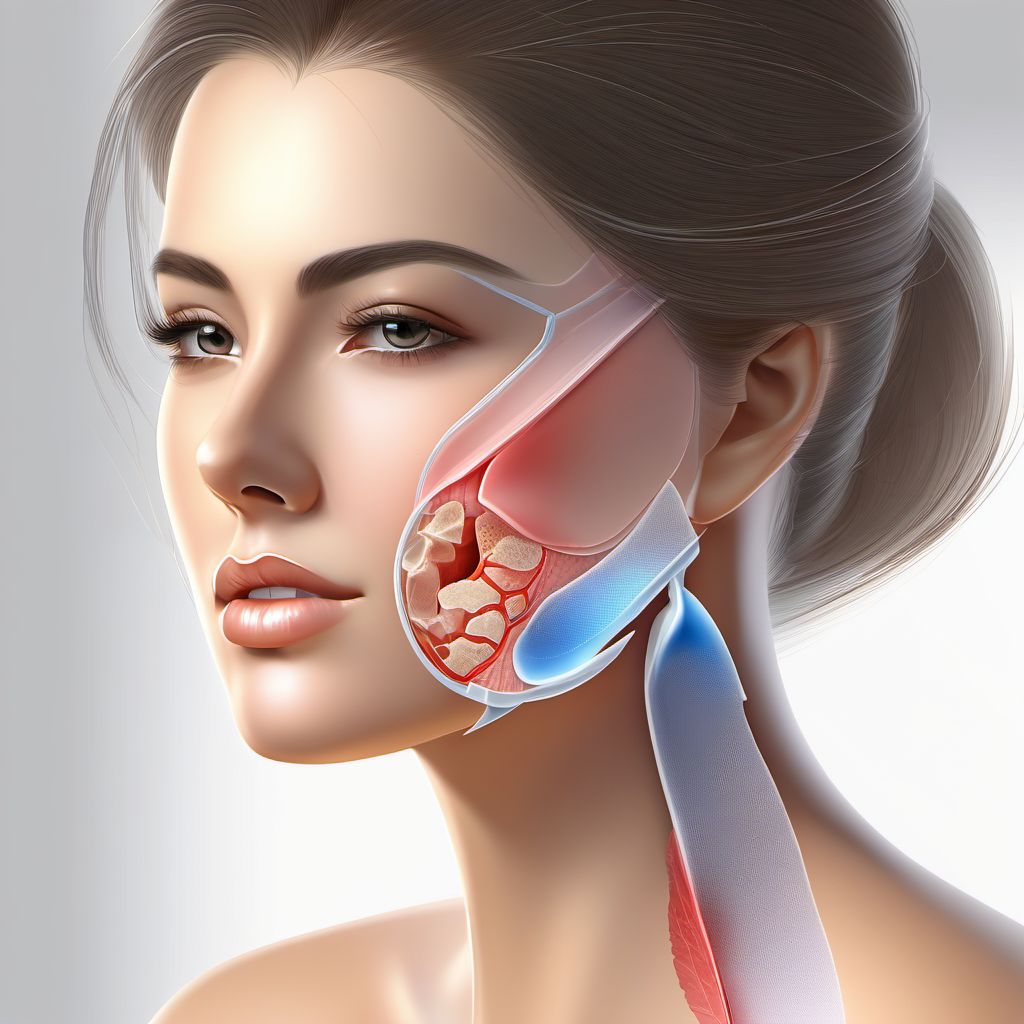 Laceration without foreign body of left cheek and temporomandibular area digital illustration