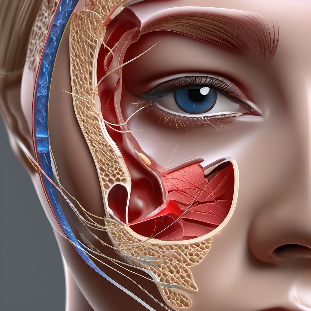 Laceration without foreign body of unspecified cheek and temporomandibular area digital illustration