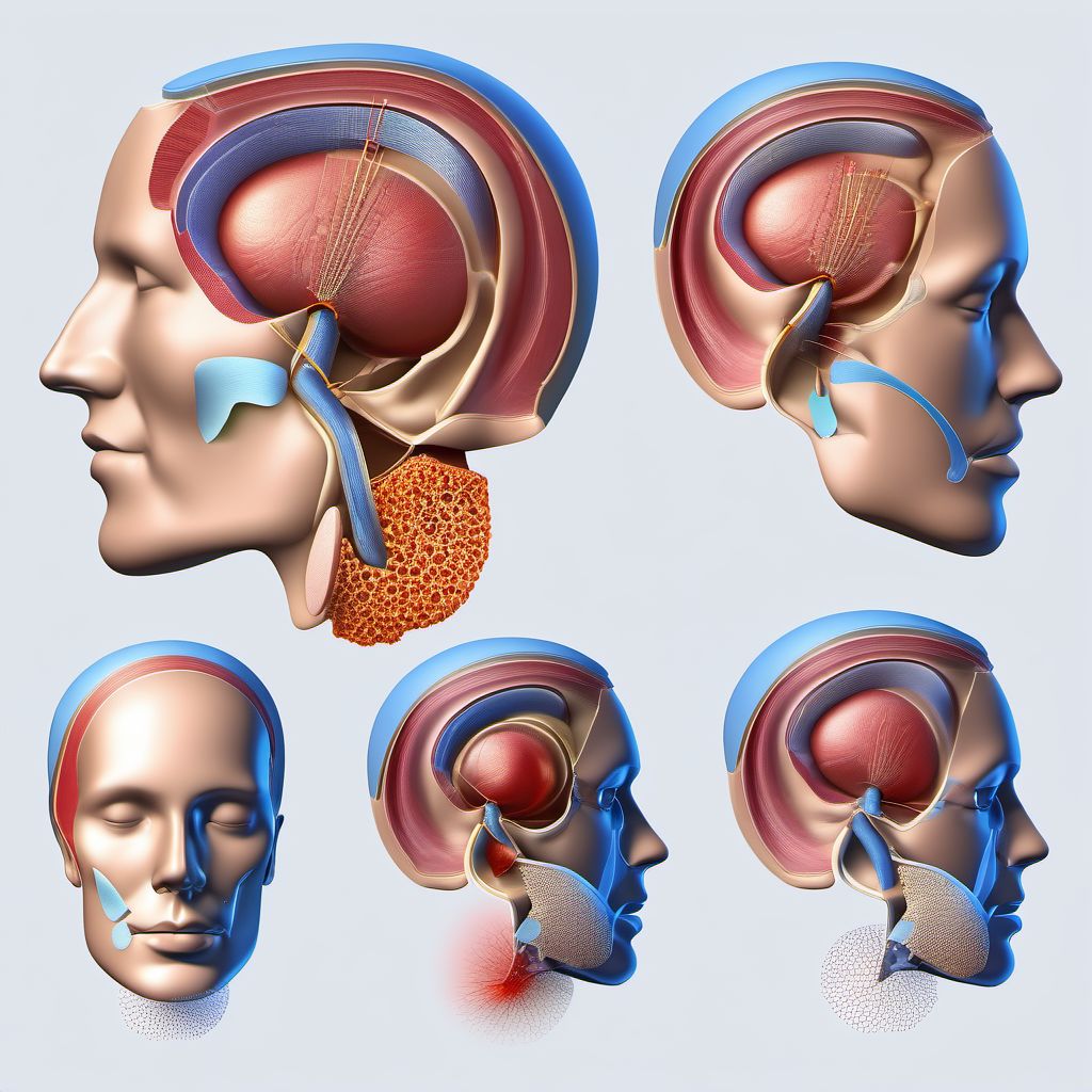 Puncture wound without foreign body of cheek and temporomandibular area digital illustration