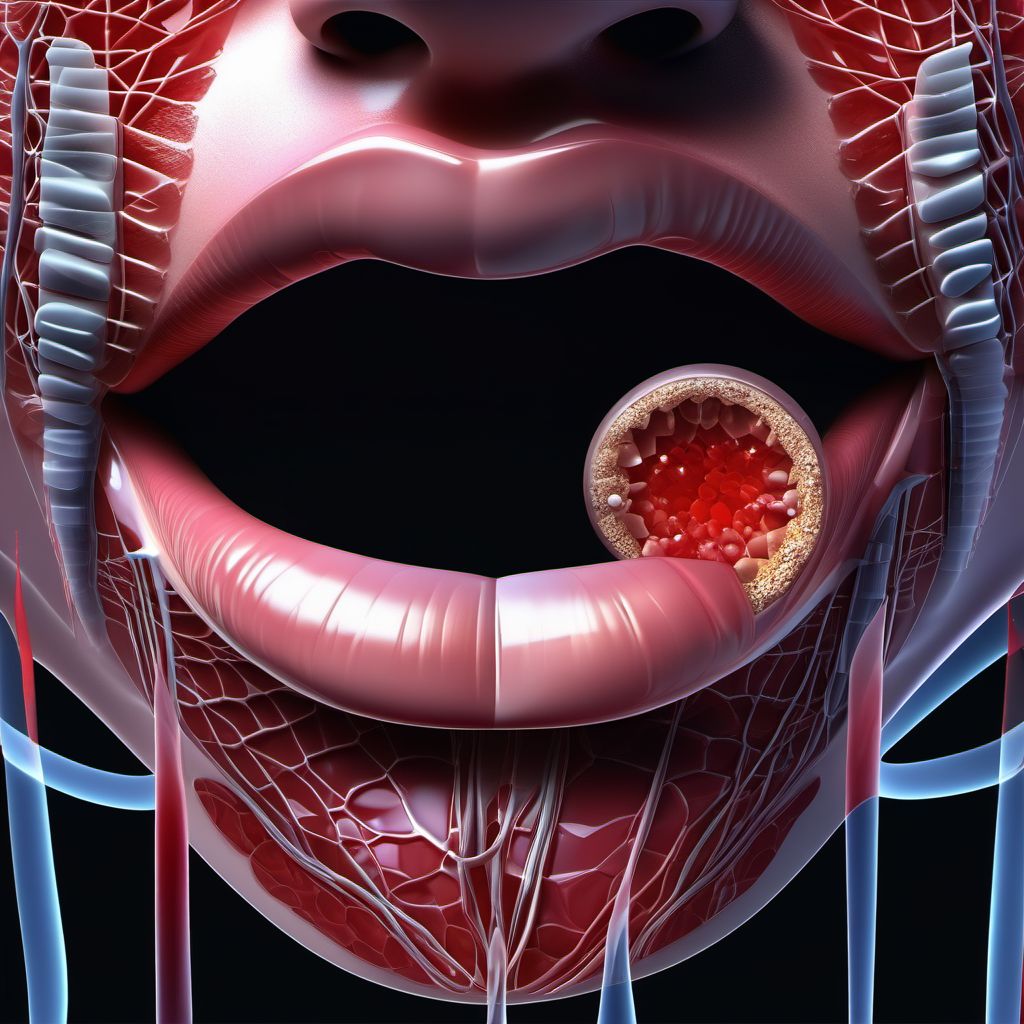 Unspecified open wound of lip and oral cavity digital illustration