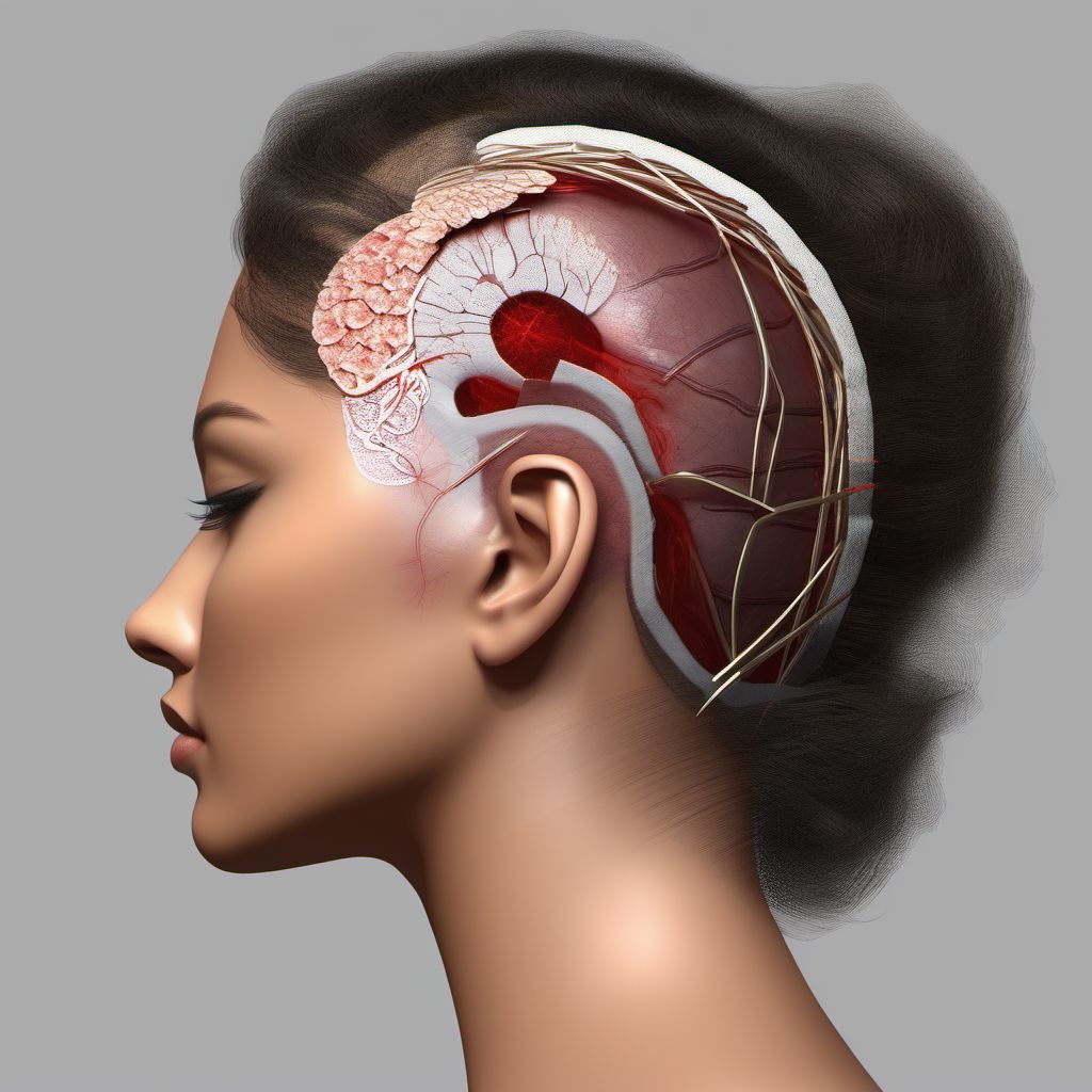 Open wound of other parts of head digital illustration