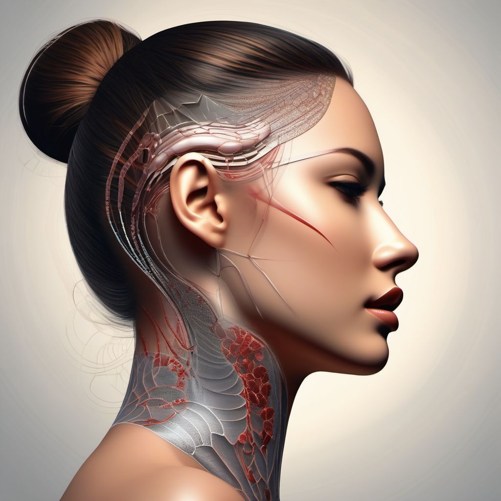 Laceration with foreign body of other part of head digital illustration