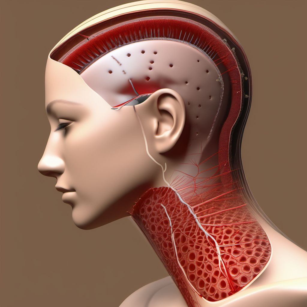 Puncture wound without foreign body of other part of head digital illustration