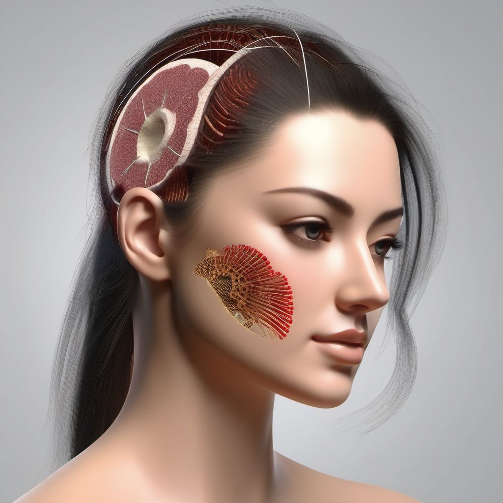 Puncture wound without foreign body of unspecified part of head digital illustration