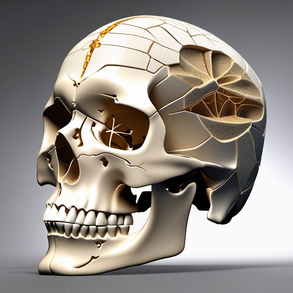 Fracture of base of skull, right side digital illustration