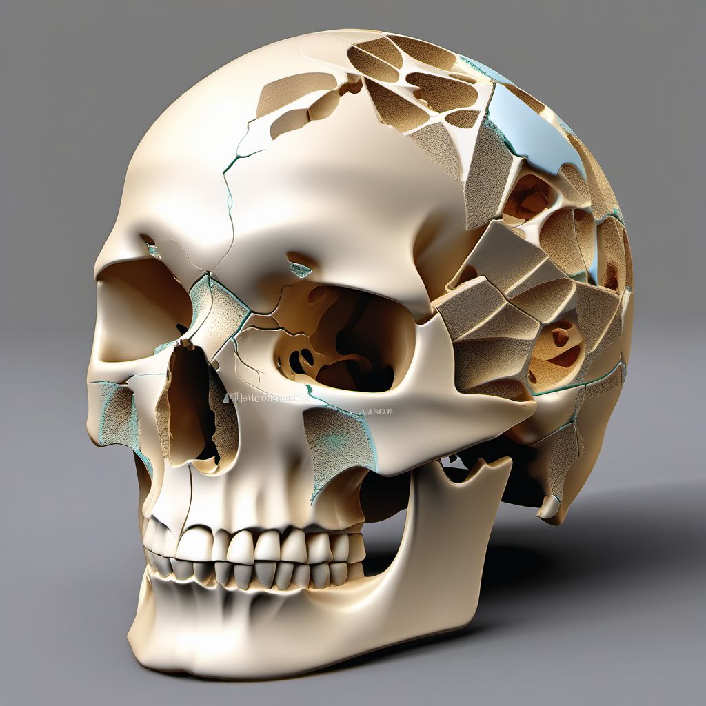 Fracture of base of skull, left side digital illustration