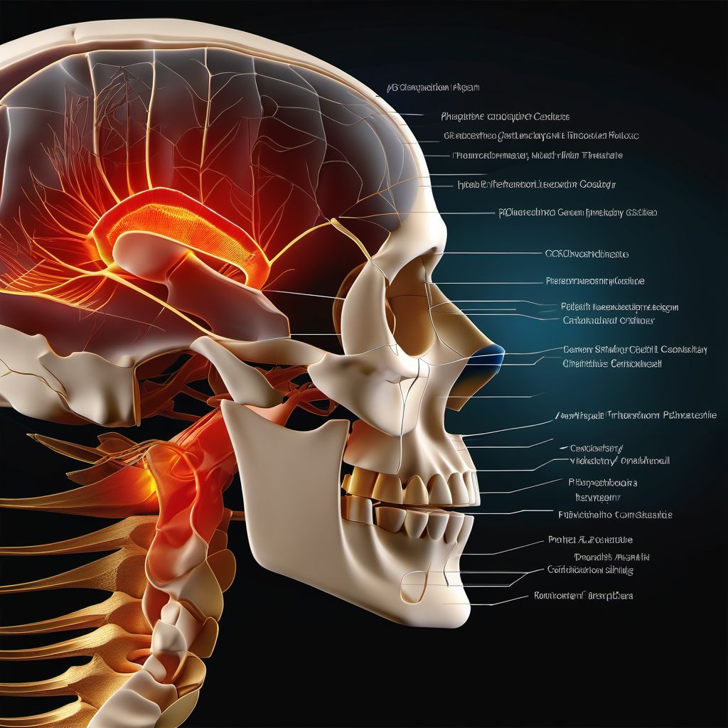 Type III occipital condyle fracture, unspecified side digital illustration