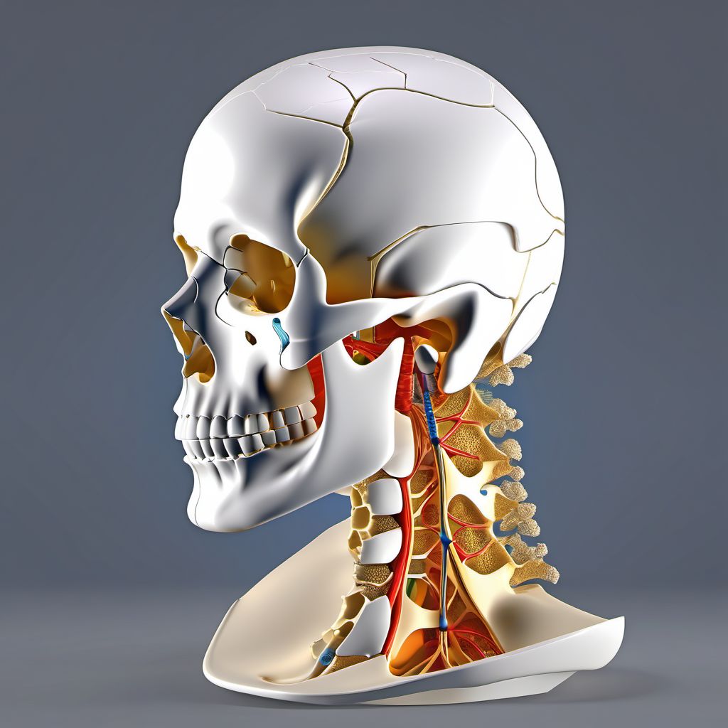 Type I occipital condyle fracture, right side digital illustration