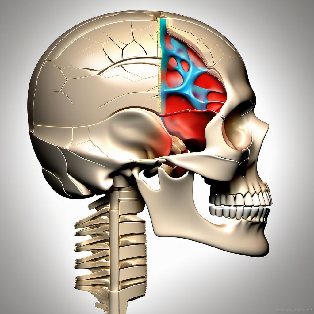 Type II occipital condyle fracture, right side digital illustration