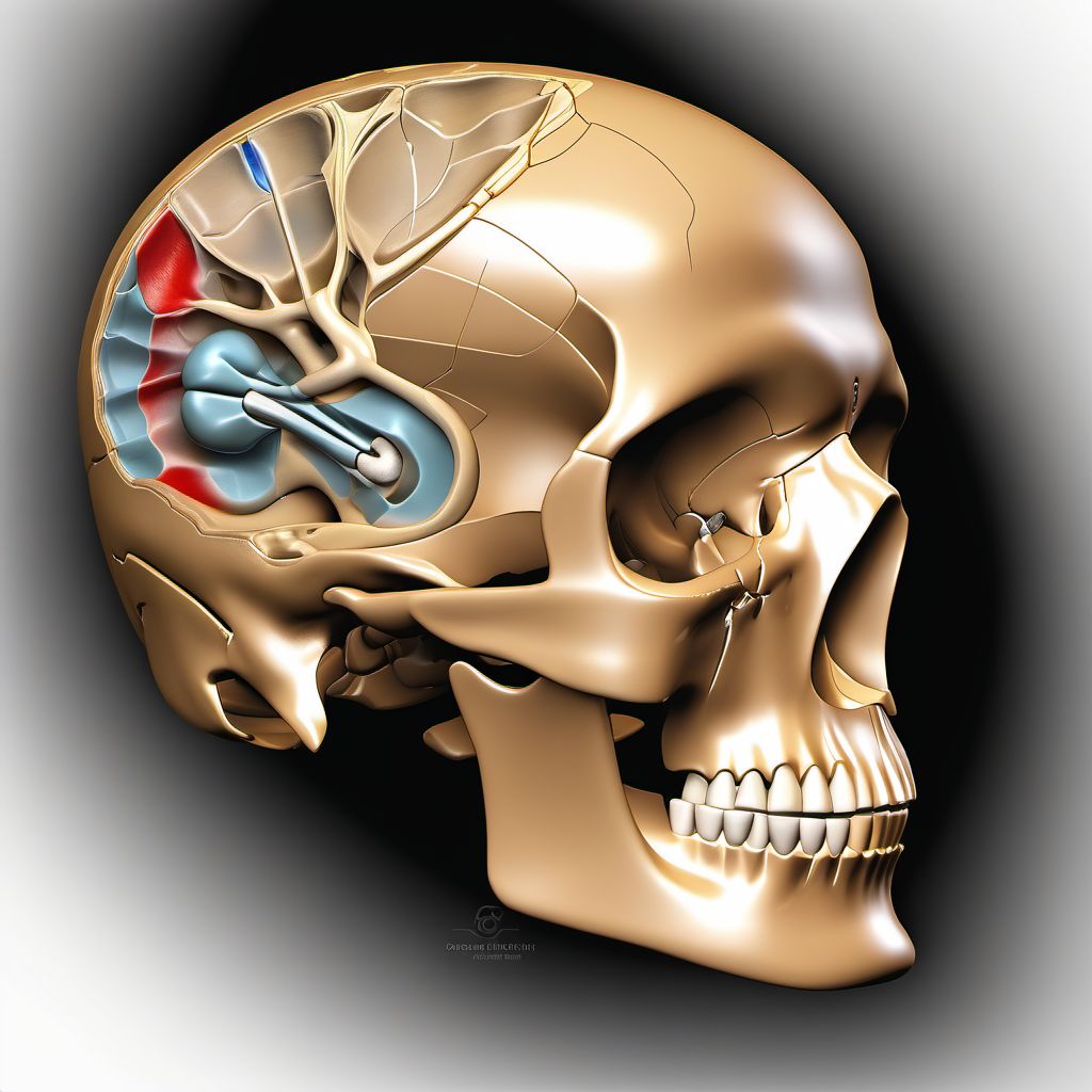 Type II occipital condyle fracture, left side digital illustration