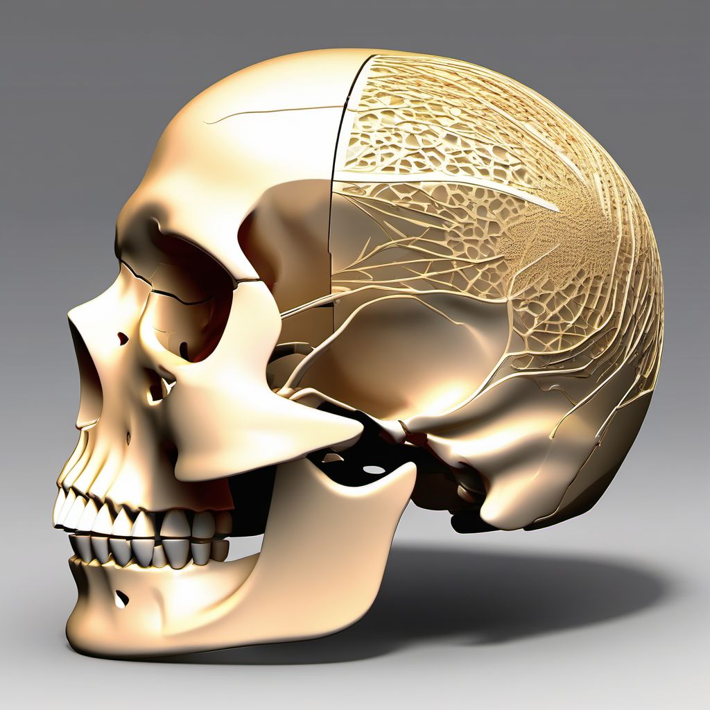 Type III occipital condyle fracture, right side digital illustration