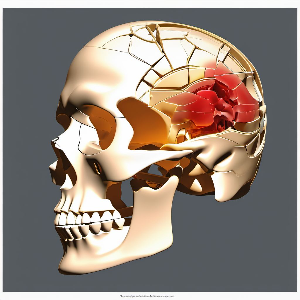 Type III occipital condyle fracture, left side digital illustration