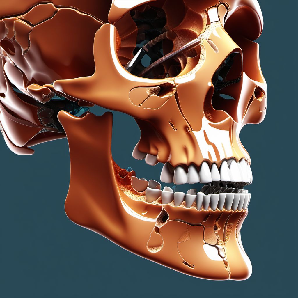 Fracture of unspecified part of body of right mandible digital illustration