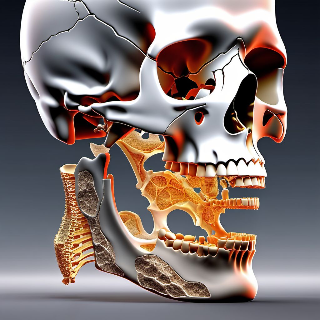 Fracture of unspecified part of body of left mandible digital illustration