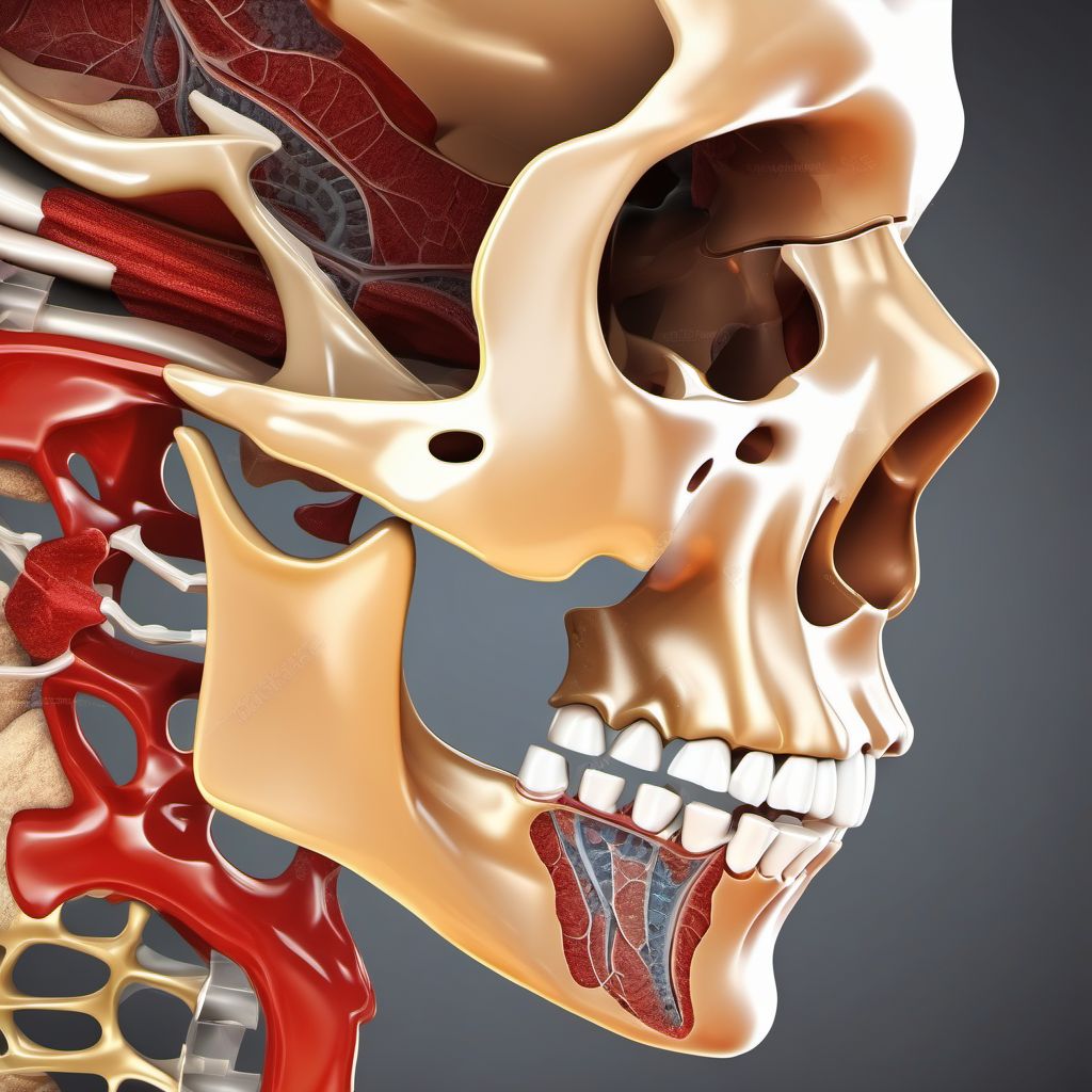 Fracture of subcondylar process of right mandible digital illustration