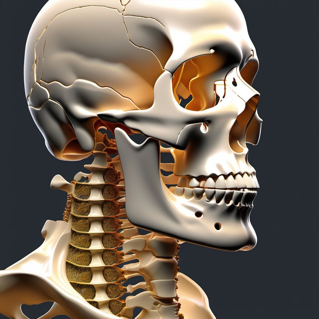 Fracture of coronoid process of right mandible digital illustration