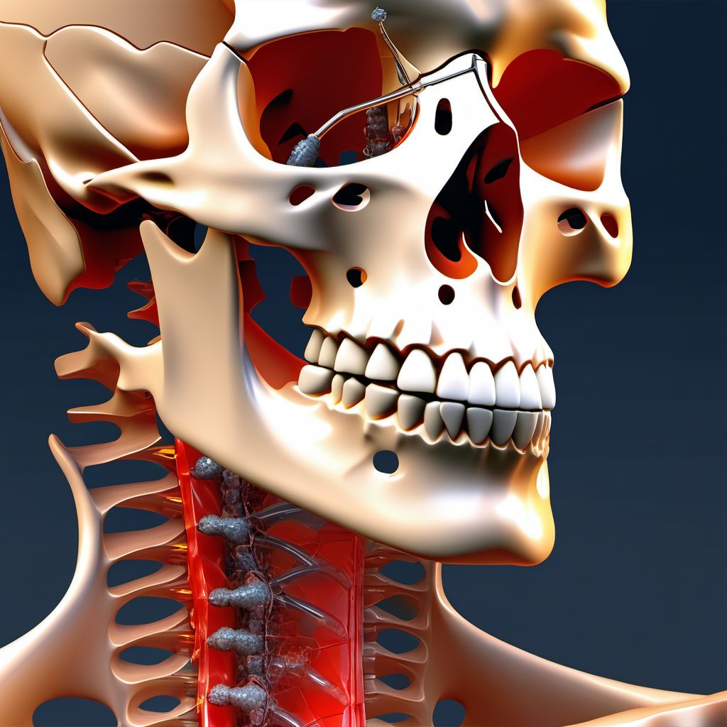 Fracture of coronoid process of left mandible digital illustration