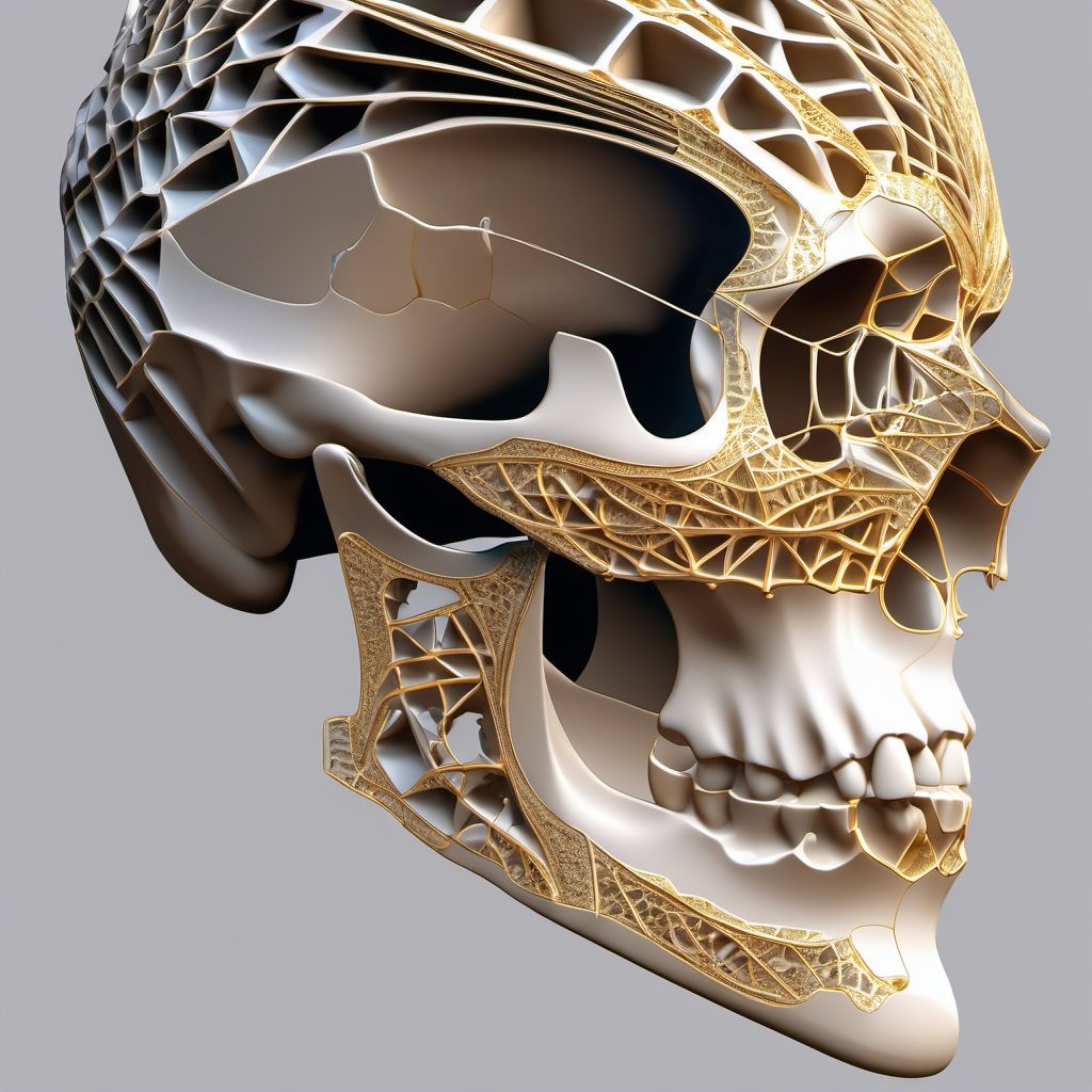 Fracture of angle of right mandible digital illustration