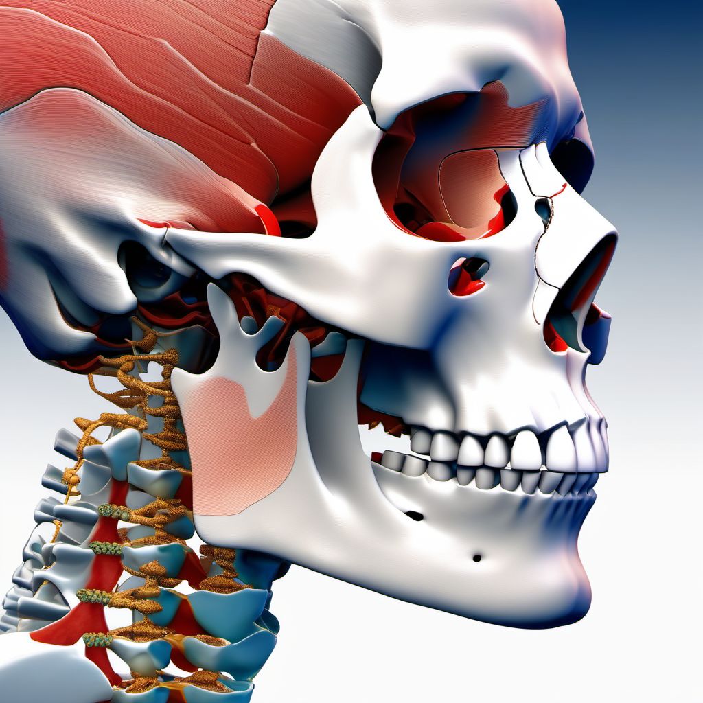 Dislocation of jaw, right side digital illustration