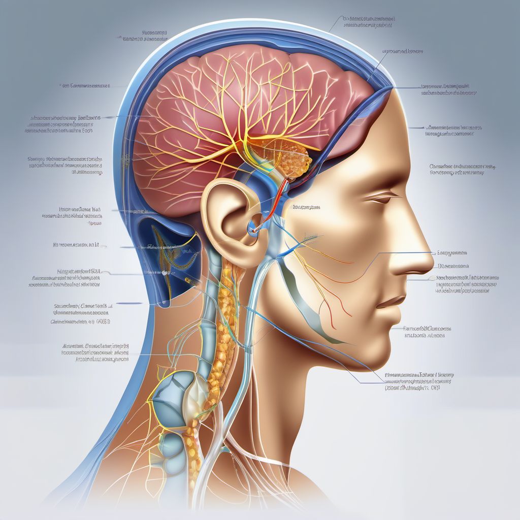 Injury of cranial nerve digital illustration