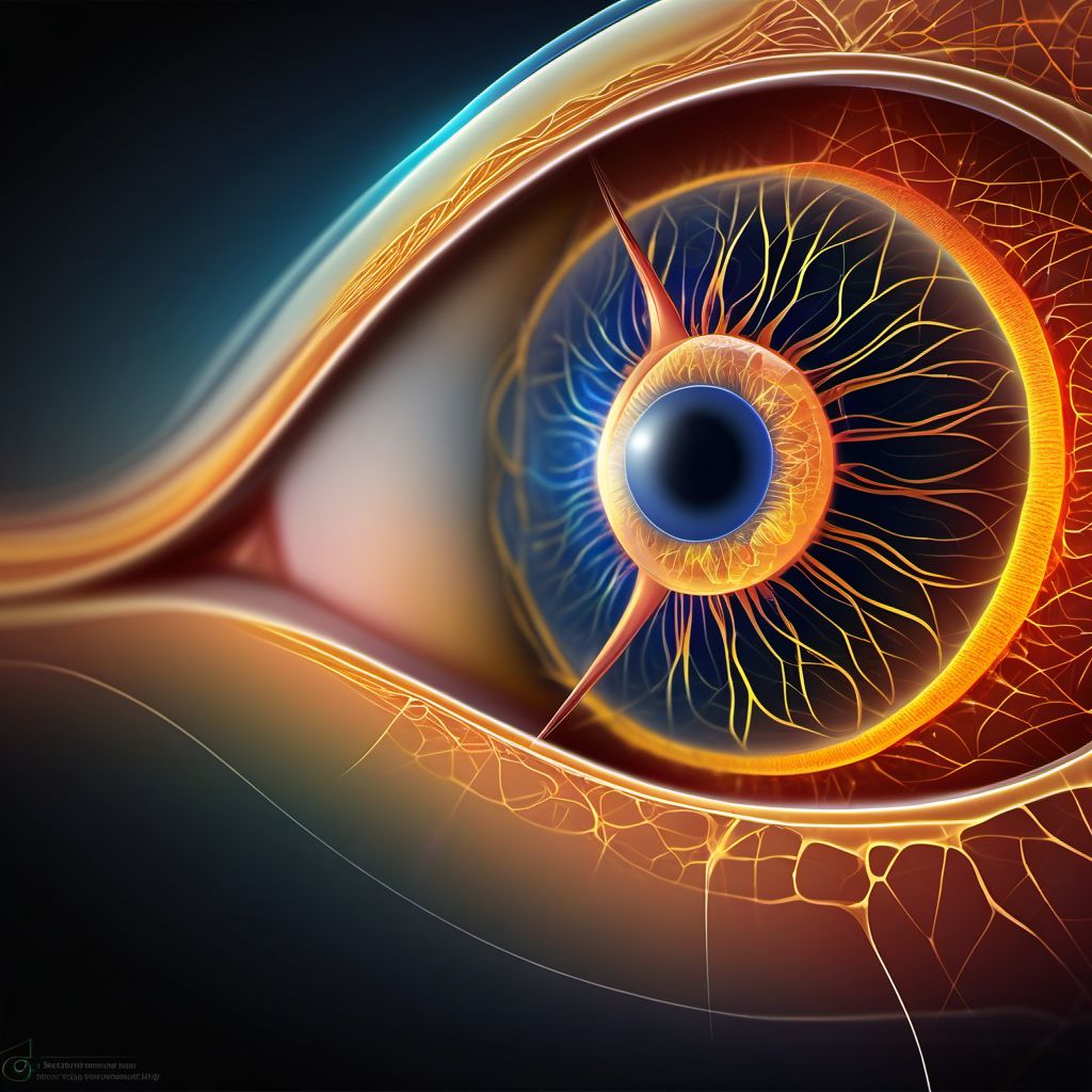 Injury of optic nerve, right eye digital illustration