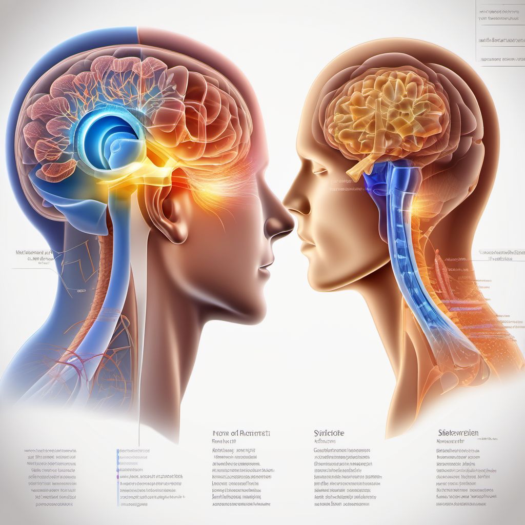 Injury of visual cortex, left side digital illustration