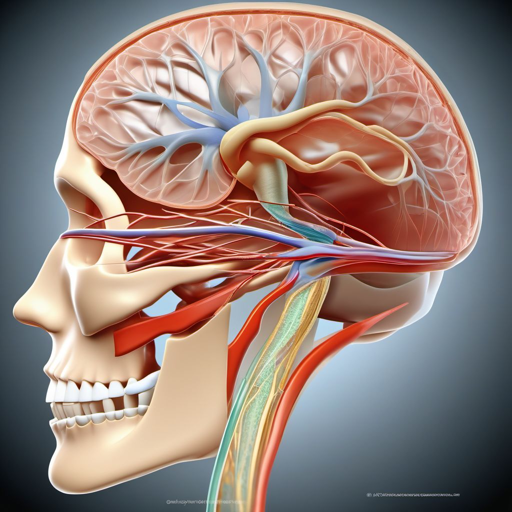 Injury of oculomotor nerve, left side digital illustration