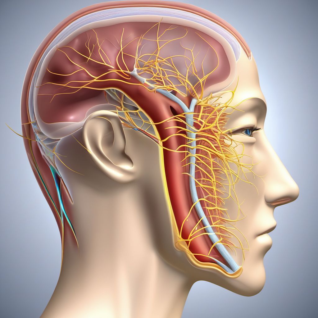 Injury of trochlear nerve, left side digital illustration