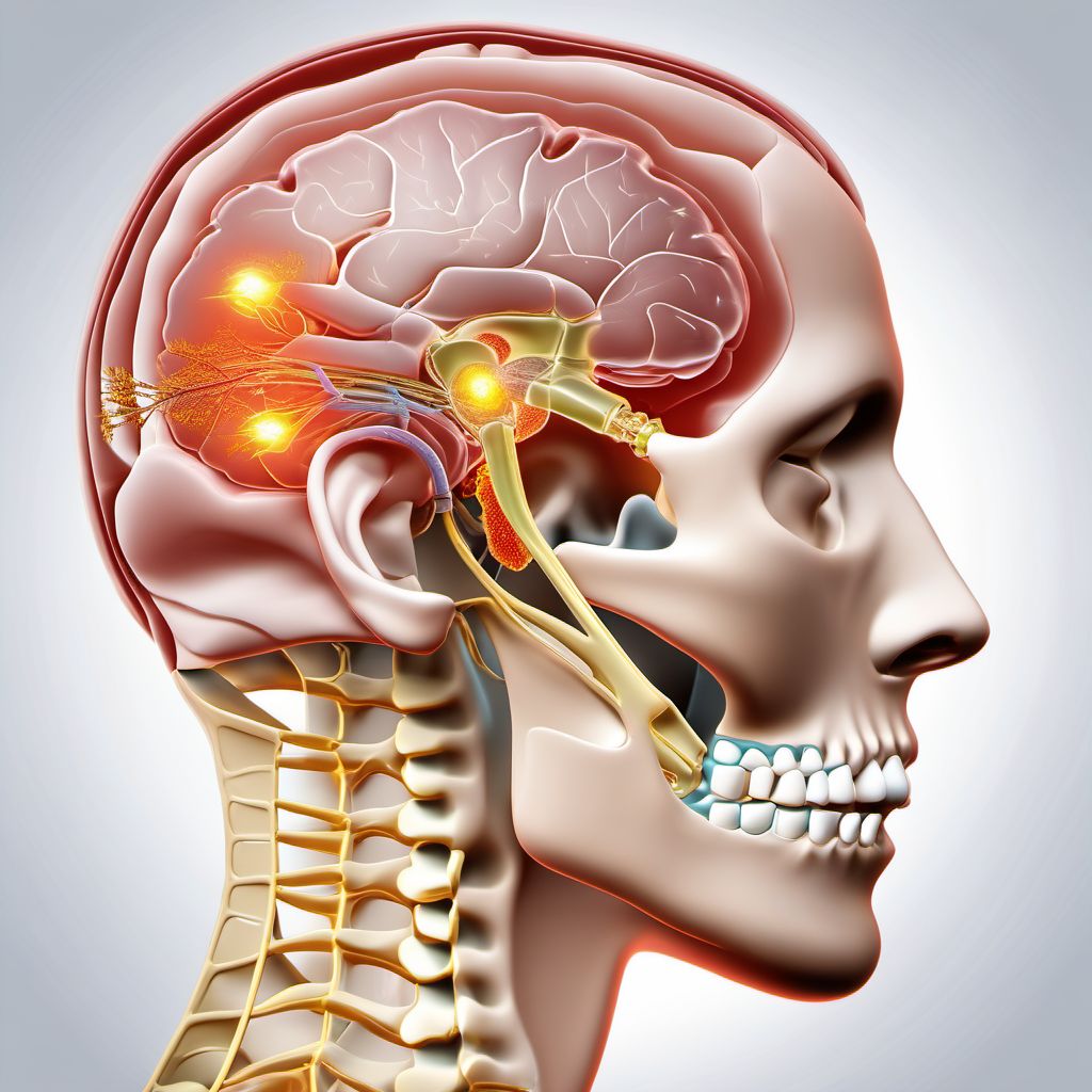 Injury of trigeminal nerve digital illustration