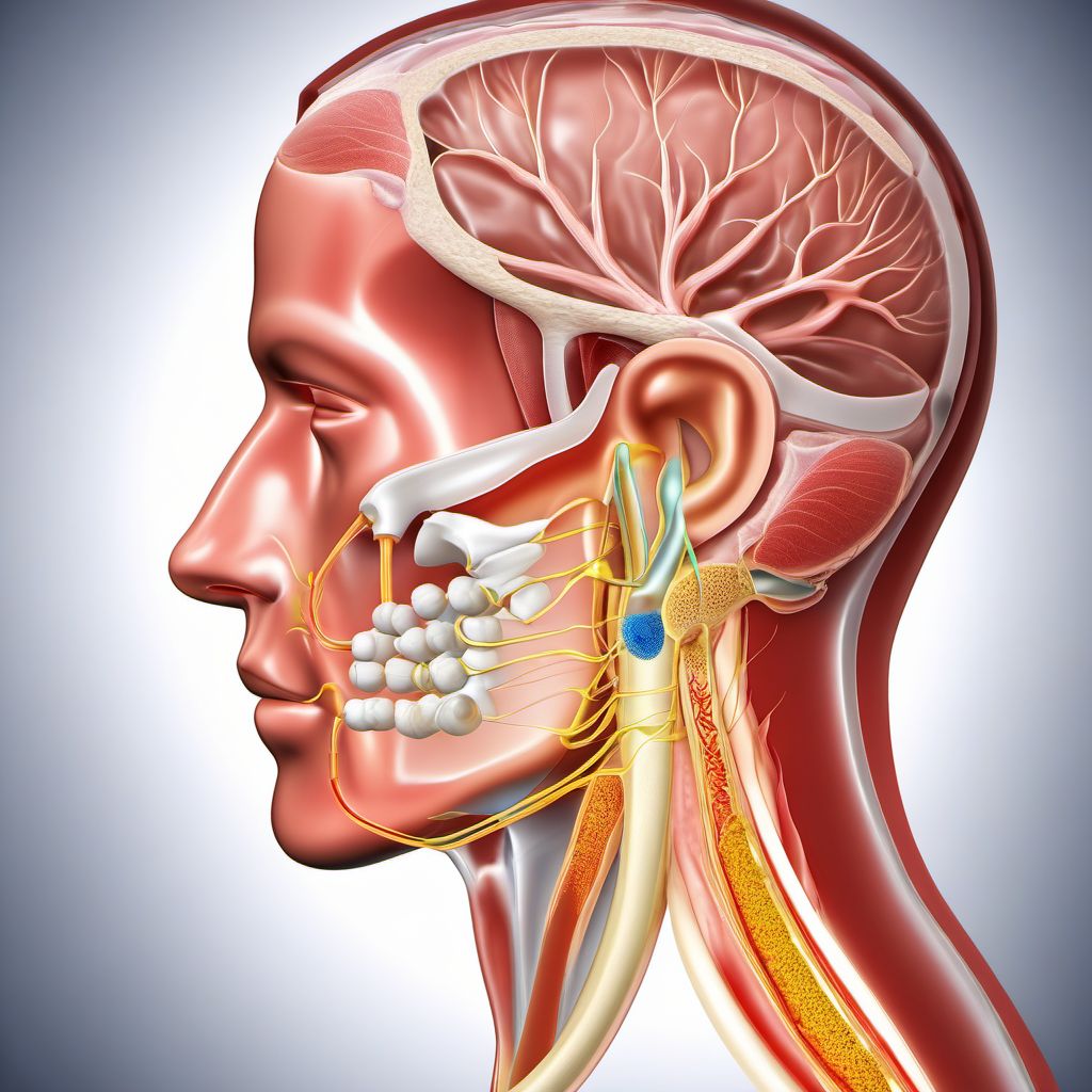 Injury of trigeminal nerve, right side digital illustration